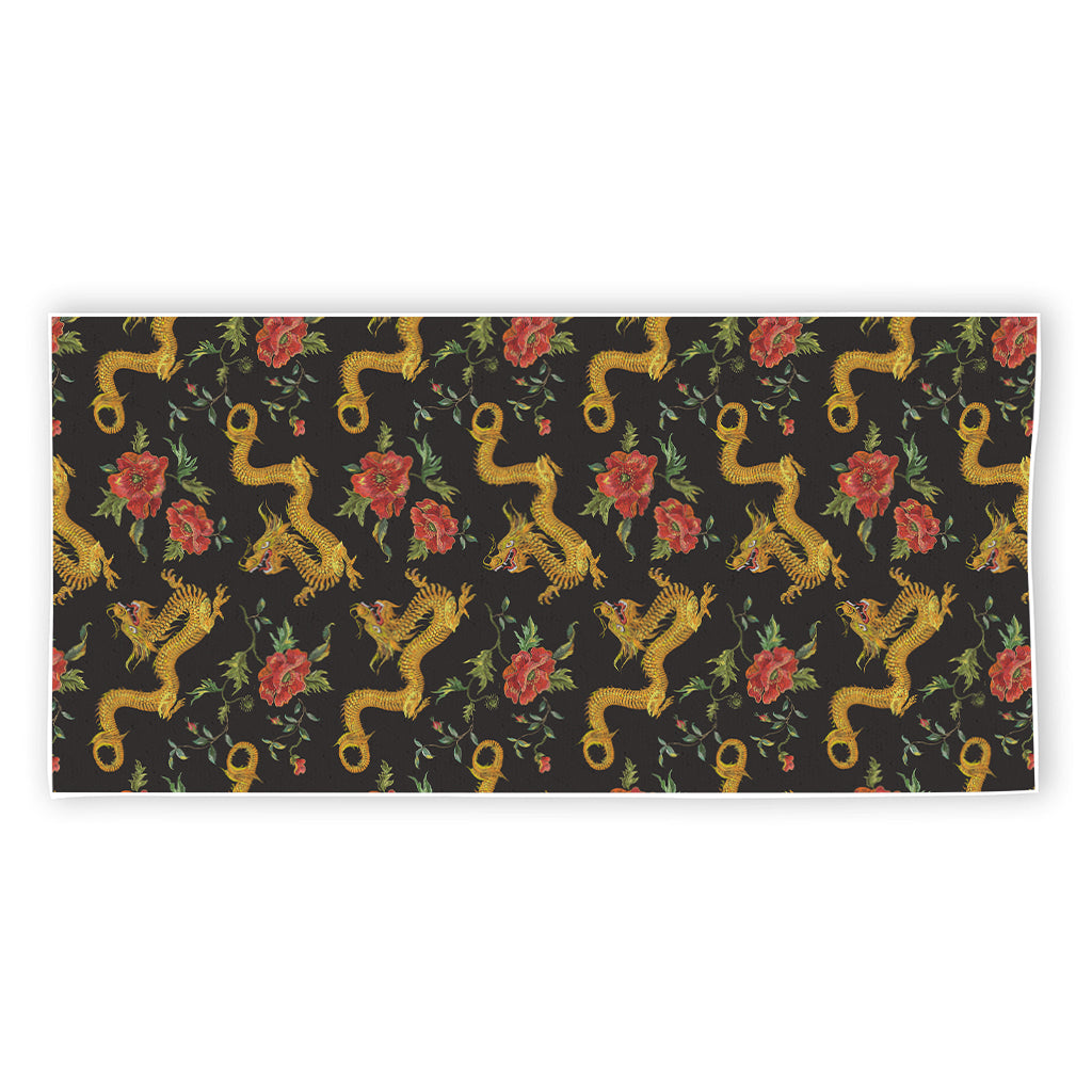 Embroidery Chinese Dragon Pattern Print Beach Towel