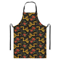 Embroidery Chinese Dragon Pattern Print Bib Apron With Pocket