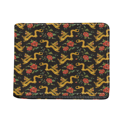 Embroidery Chinese Dragon Pattern Print Bifold Wallet