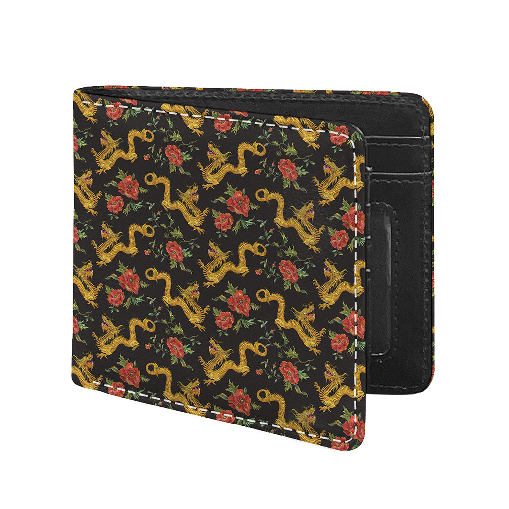 Embroidery Chinese Dragon Pattern Print Bifold Wallet
