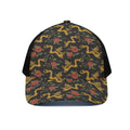 Embroidery Chinese Dragon Pattern Print Black Mesh Trucker Hat