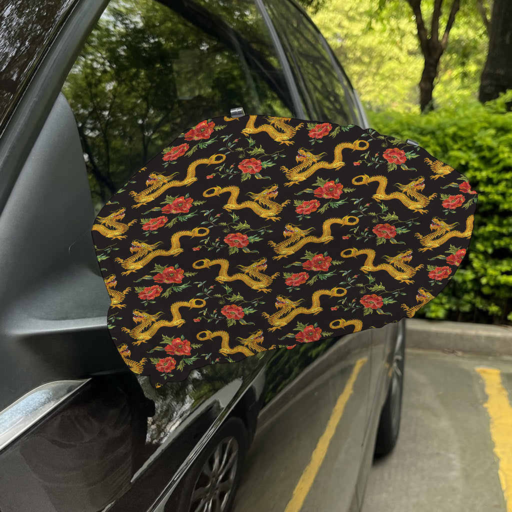 Embroidery Chinese Dragon Pattern Print Car Side Mirror Covers