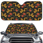 Embroidery Chinese Dragon Pattern Print Car Windshield Sun Shade