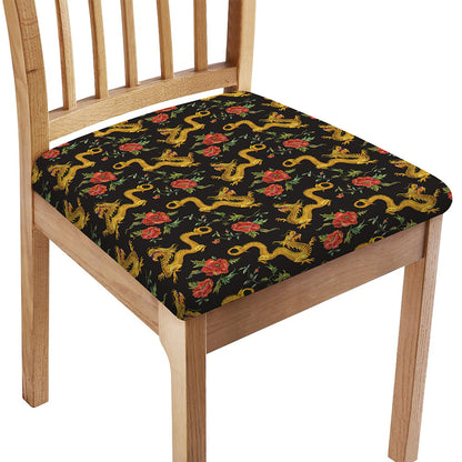 Embroidery Chinese Dragon Pattern Print Chair Cushion Cover