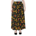 Embroidery Chinese Dragon Pattern Print Chiffon Maxi Skirt