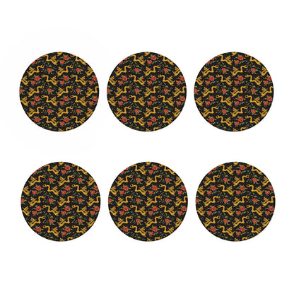 Embroidery Chinese Dragon Pattern Print Coaster Set