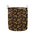 Embroidery Chinese Dragon Pattern Print Collapsible Laundry Basket
