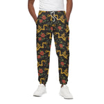 Embroidery Chinese Dragon Pattern Print Cotton Pants