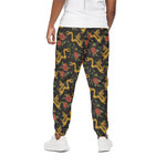 Embroidery Chinese Dragon Pattern Print Cotton Pants