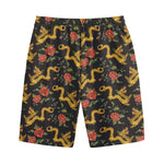Embroidery Chinese Dragon Pattern Print Cotton Shorts