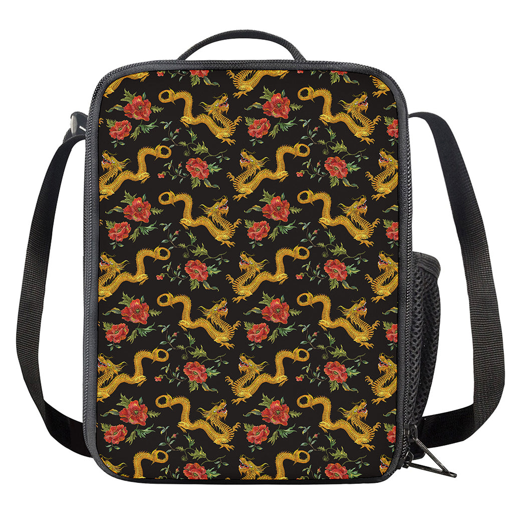 Embroidery Chinese Dragon Pattern Print Crossbody Lunch Bag