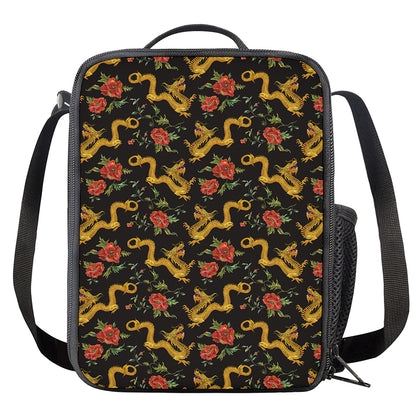 Embroidery Chinese Dragon Pattern Print Crossbody Lunch Bag