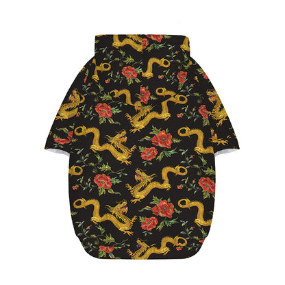 Embroidery Chinese Dragon Pattern Print Dog Zip Up Hoodie