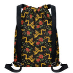 Embroidery Chinese Dragon Pattern Print Drawstring Backpack