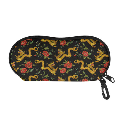 Embroidery Chinese Dragon Pattern Print Glasses Case
