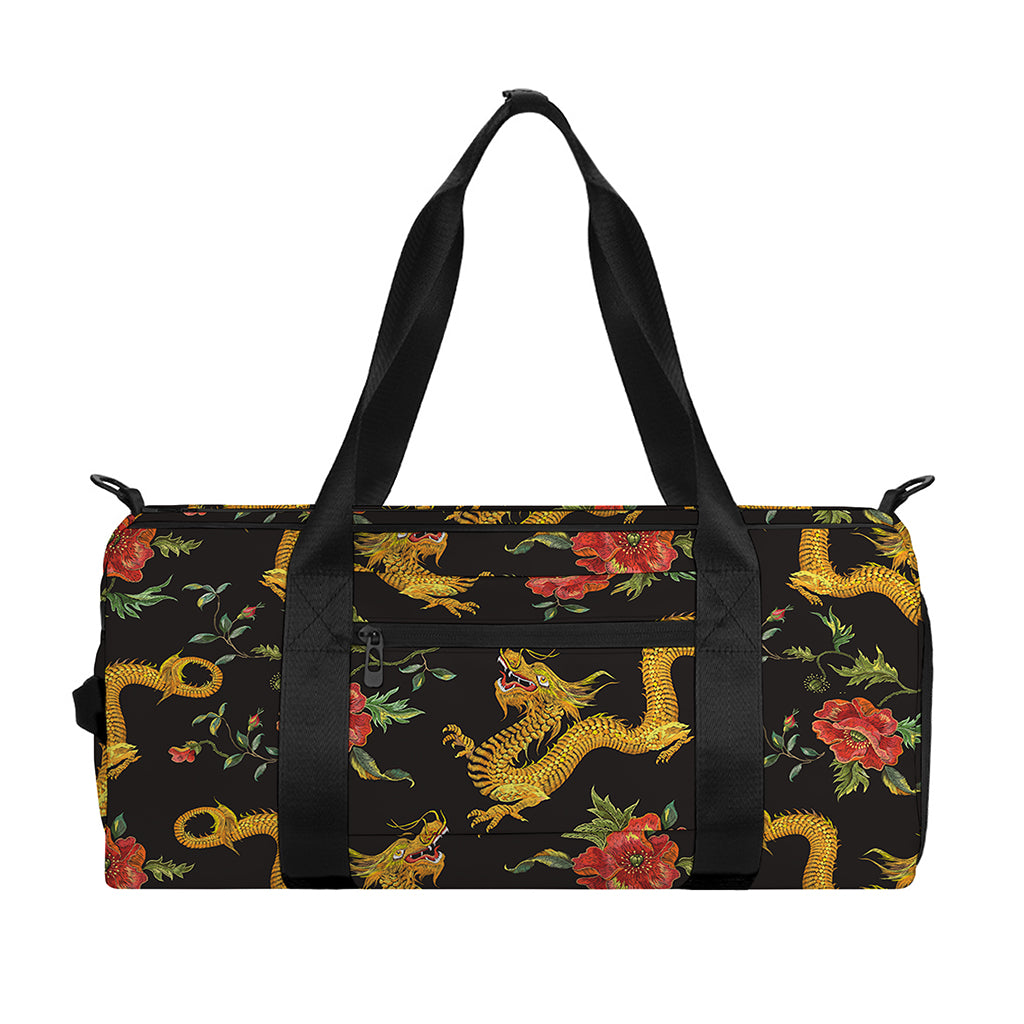 Embroidery Chinese Dragon Pattern Print Gym Bag