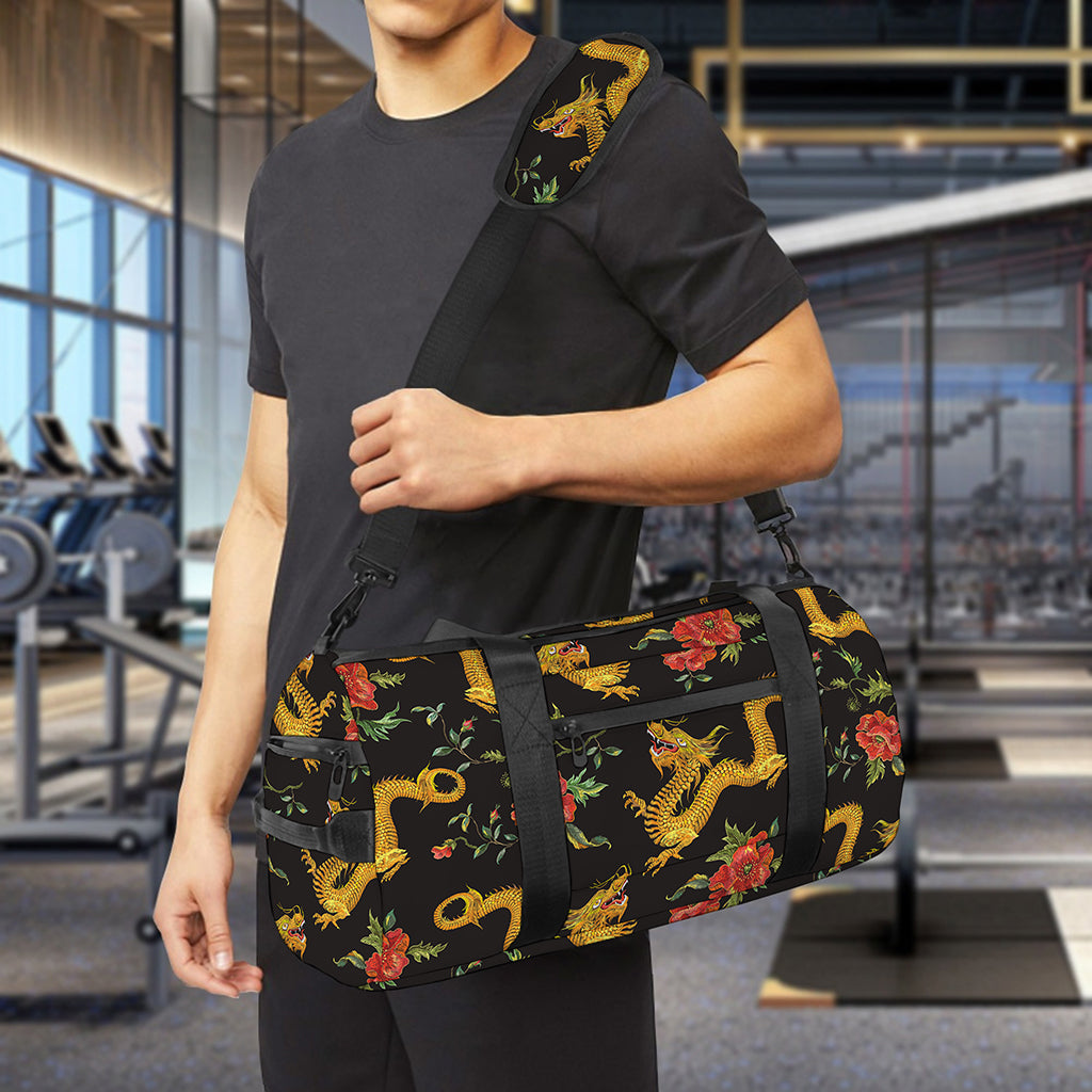 Embroidery Chinese Dragon Pattern Print Gym Bag