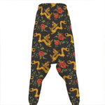 Embroidery Chinese Dragon Pattern Print Hammer Pants