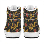 Embroidery Chinese Dragon Pattern Print High Top Leather Sneakers