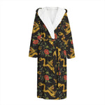 Embroidery Chinese Dragon Pattern Print Hooded Bathrobe