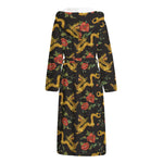 Embroidery Chinese Dragon Pattern Print Hooded Bathrobe