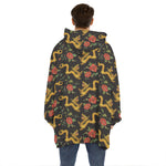 Embroidery Chinese Dragon Pattern Print Hoodie Blanket