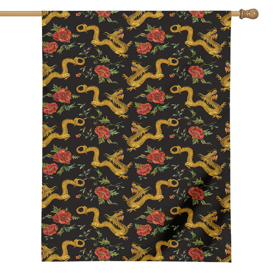 Embroidery Chinese Dragon Pattern Print House Flag
