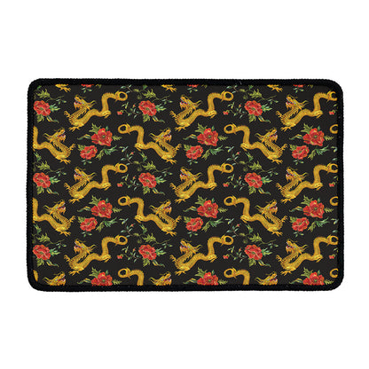Embroidery Chinese Dragon Pattern Print Kitchen Mat