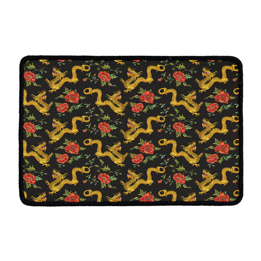 Embroidery Chinese Dragon Pattern Print Kitchen Mat