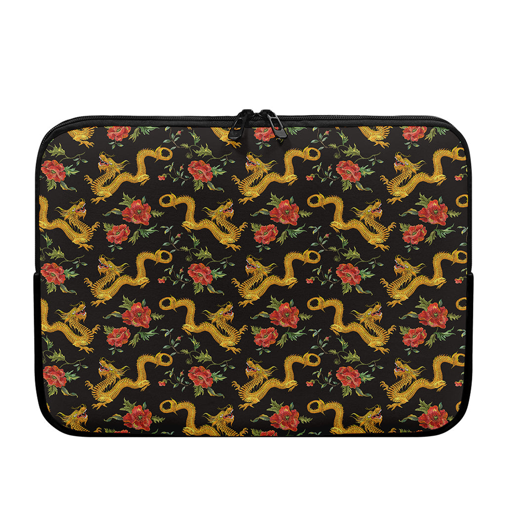 Embroidery Chinese Dragon Pattern Print Laptop Sleeve