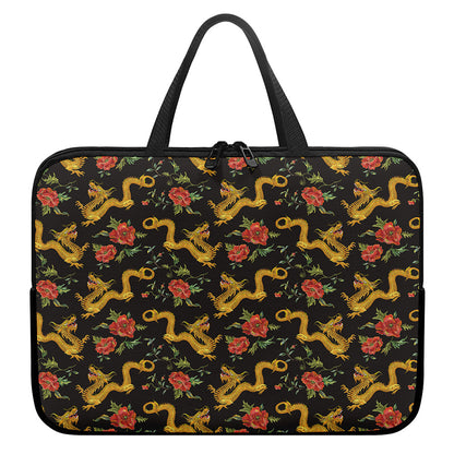 Embroidery Chinese Dragon Pattern Print Laptop Sleeve With Handle