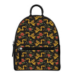 Embroidery Chinese Dragon Pattern Print Leather Backpack