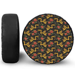 Embroidery Chinese Dragon Pattern Print Leather Spare Tire Cover