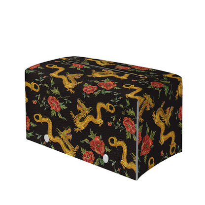 Embroidery Chinese Dragon Pattern Print Leather Tissue Box Cover