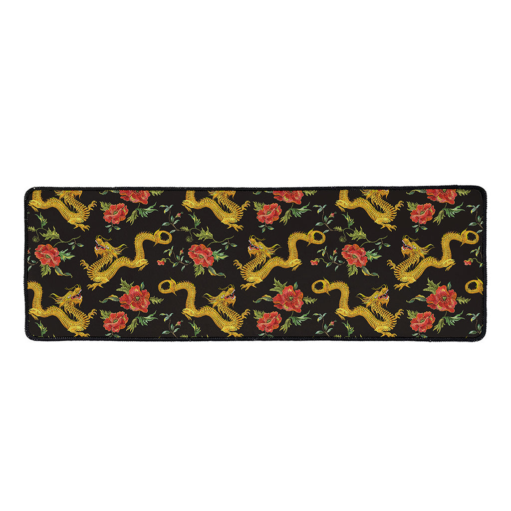 Embroidery Chinese Dragon Pattern Print Long Kitchen Mat