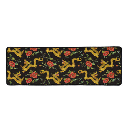 Embroidery Chinese Dragon Pattern Print Long Kitchen Mat