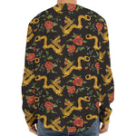 Embroidery Chinese Dragon Pattern Print Long Sleeve Baseball Jersey