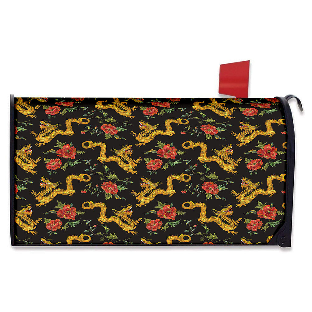 Embroidery Chinese Dragon Pattern Print Mailbox Cover