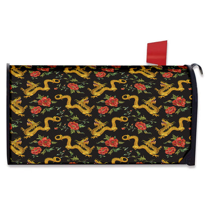 Embroidery Chinese Dragon Pattern Print Mailbox Cover