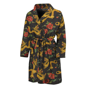 Embroidery Chinese Dragon Pattern Print Men's Bathrobe