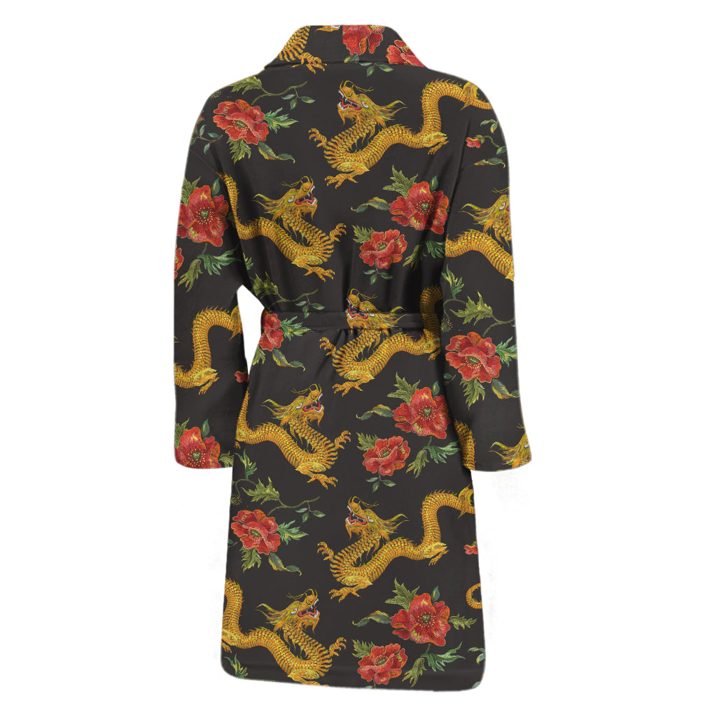 Embroidery Chinese Dragon Pattern Print Men's Bathrobe