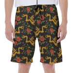 Embroidery Chinese Dragon Pattern Print Men's Beach Shorts