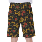 Embroidery Chinese Dragon Pattern Print Men's Beach Shorts