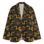 Embroidery Chinese Dragon Pattern Print Men's Blazer