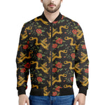 Embroidery Chinese Dragon Pattern Print Men's Bomber Jacket