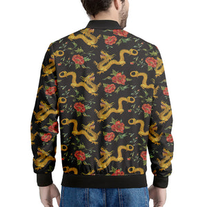 Embroidery Chinese Dragon Pattern Print Men's Bomber Jacket