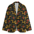 Embroidery Chinese Dragon Pattern Print Men's Cotton Blazer