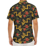 Embroidery Chinese Dragon Pattern Print Men's Deep V-Neck Shirt