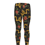 Embroidery Chinese Dragon Pattern Print Men's leggings