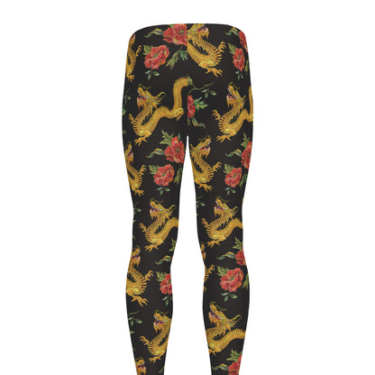 Embroidery Chinese Dragon Pattern Print Men's leggings